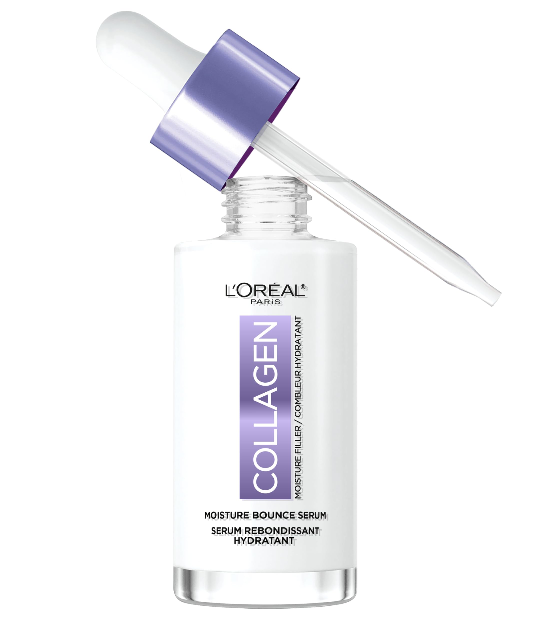 L'Oreal Paris Collagen Moisture Filler Moisture Bounce Face Serum, Glow Serum with Collagen, Glycerin, and Squalane for Bouncy, Radiant, Hydrated Skin