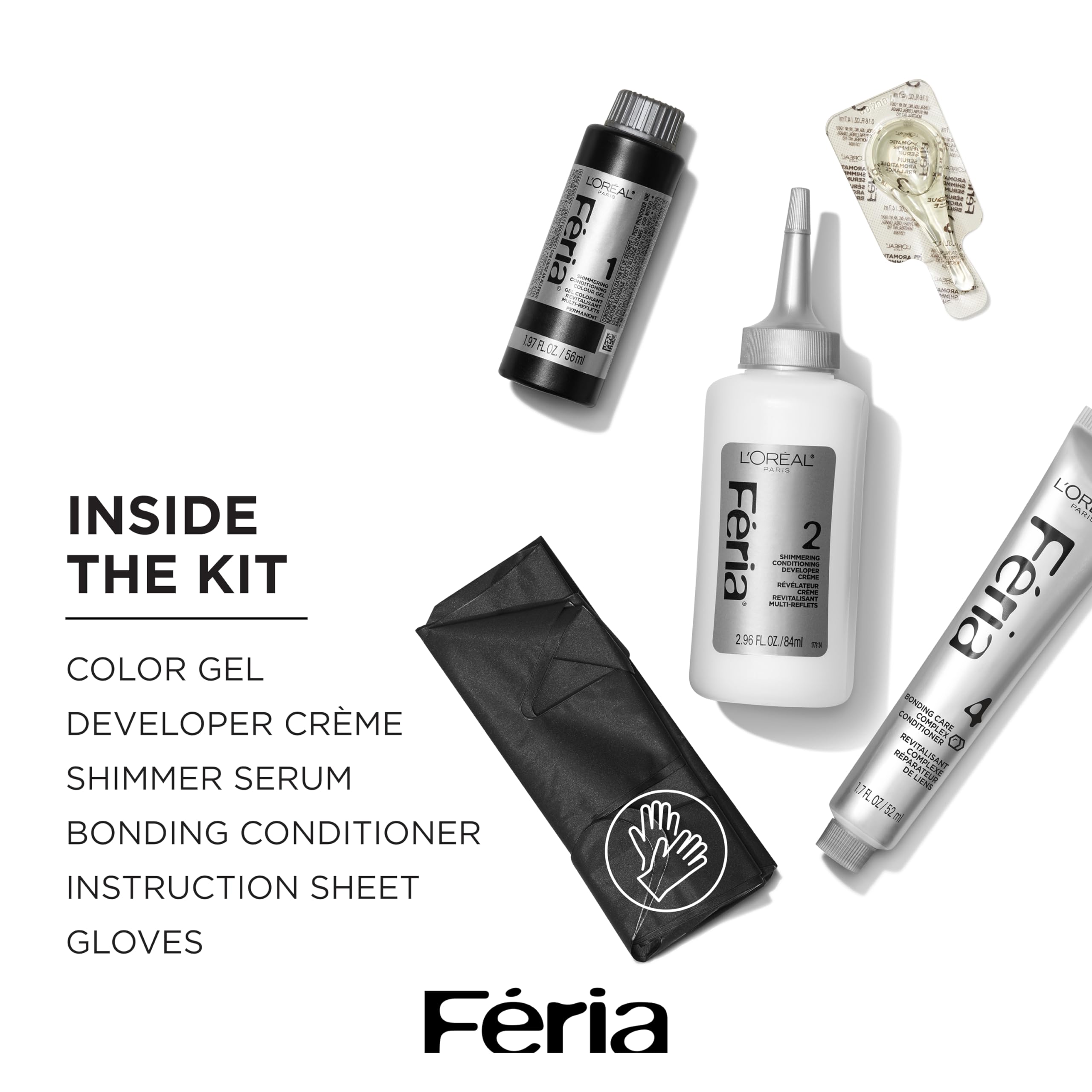 L'Oreal Paris Feria Multi-Faceted Shimmering Permanent Hair Color, 100 Pure Diamond, Hair Dye Kit, Pack of 2
