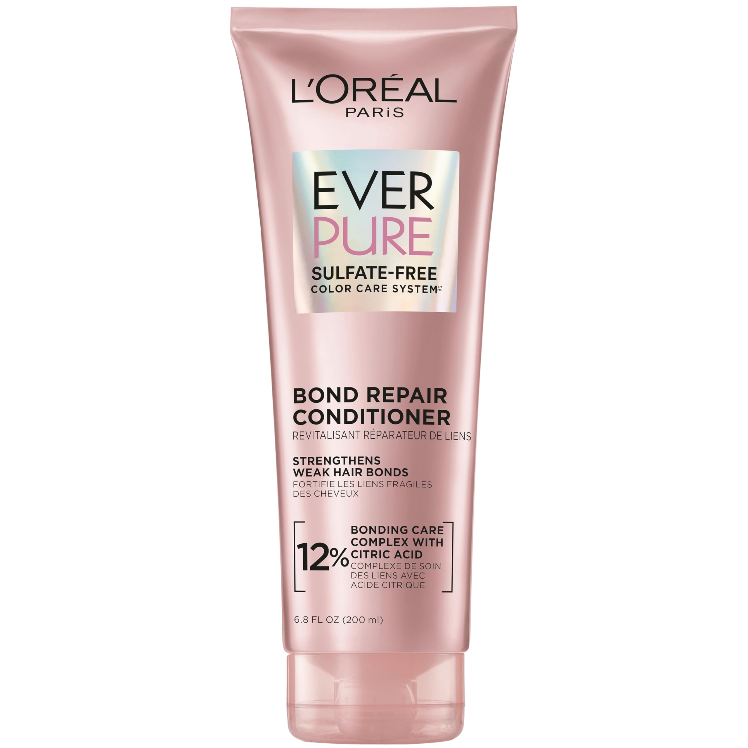 L'Oreal Paris Bonding Conditioner for Color Treated Hair, Strengthen and Repairs Weak Hair Bonds, Sulfate Free & Vegan Hair Care, EverPure, 6.8 Fl Oz