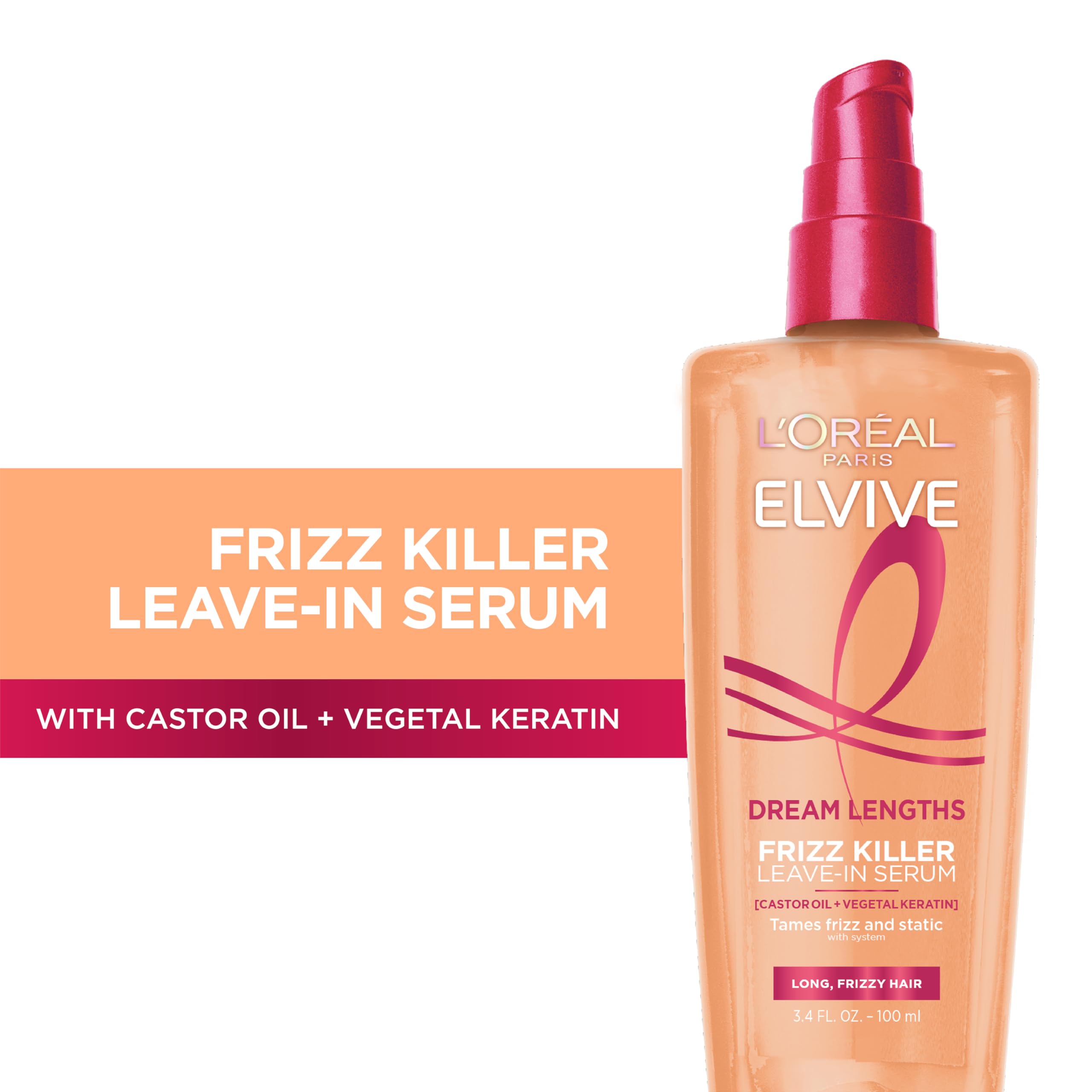 L'Oreal Paris Elvive Dream Lengths Frizz Killer Leave-In Serum, 3.4 Ounce