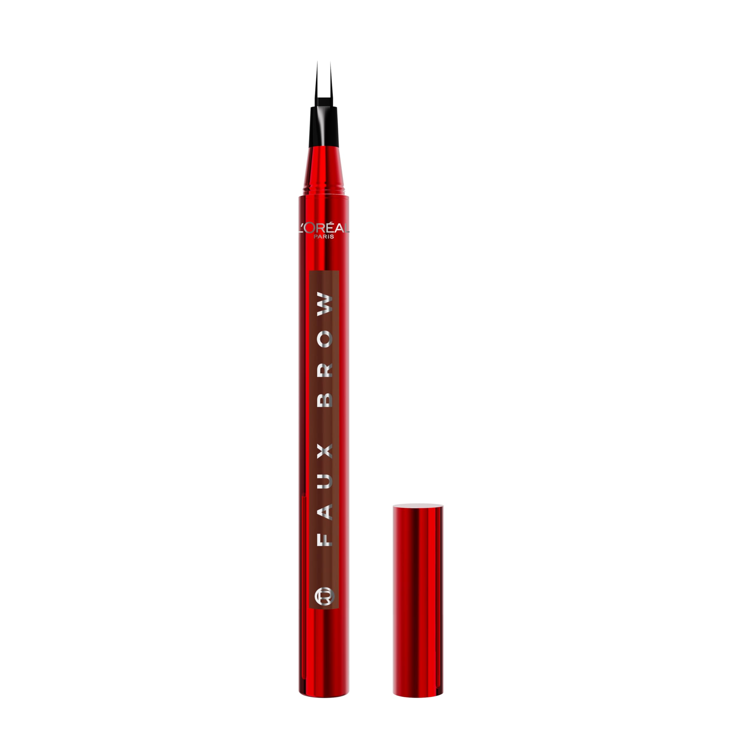 L'Oreal Paris Faux Brow, Hair-Like, Filling Eyebrow Pen with Double-Brush Tip, Fast & Precise Eyebrow Makeup, Light Brunette, 0.04 Fl Oz