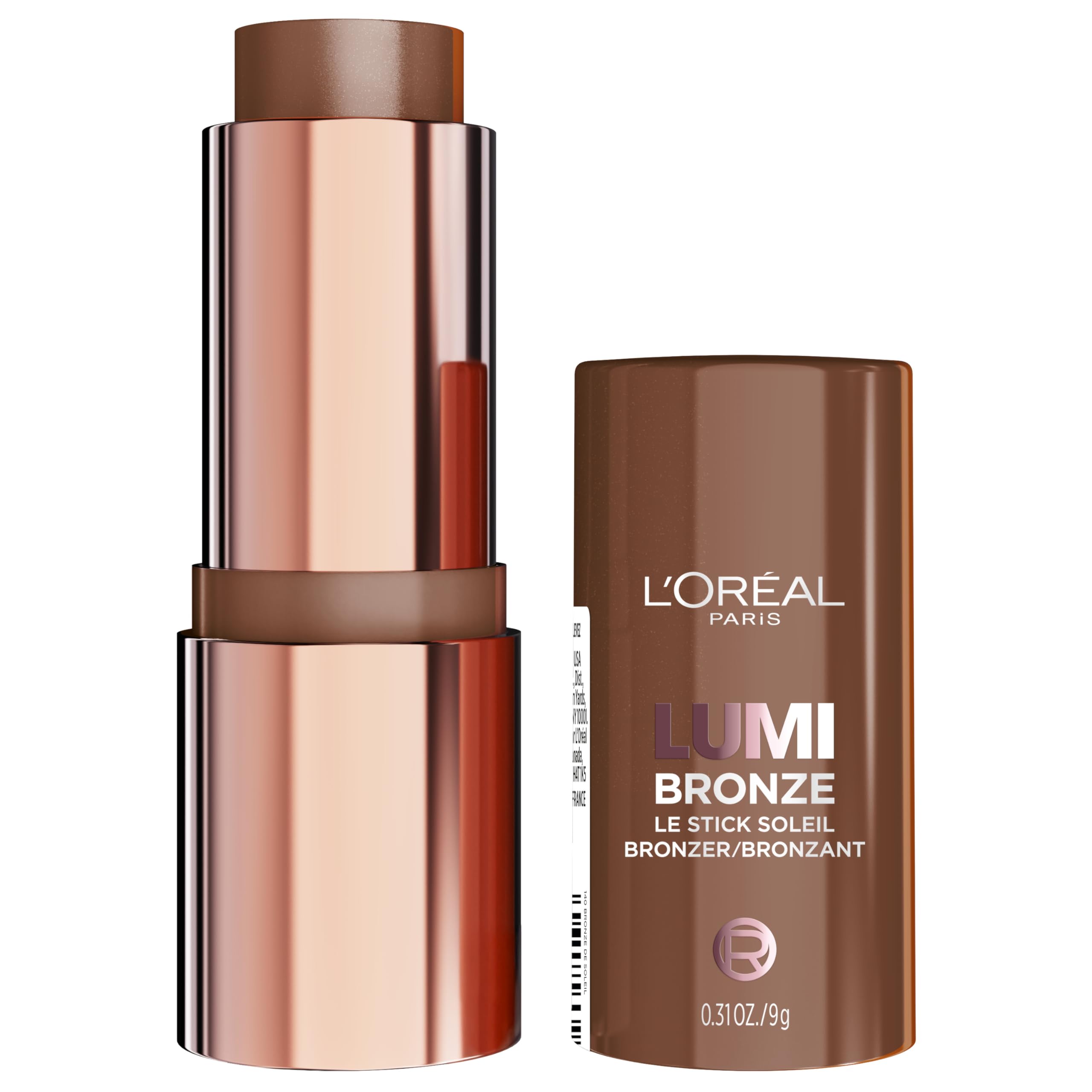 L'Oreal Paris Lumi Bronze Le Stick Soleil Bronzer Stick, Cream-To-Powder Bronzer For A Sunkissed Face Makeup Glow, 140 Bronze De Soleil