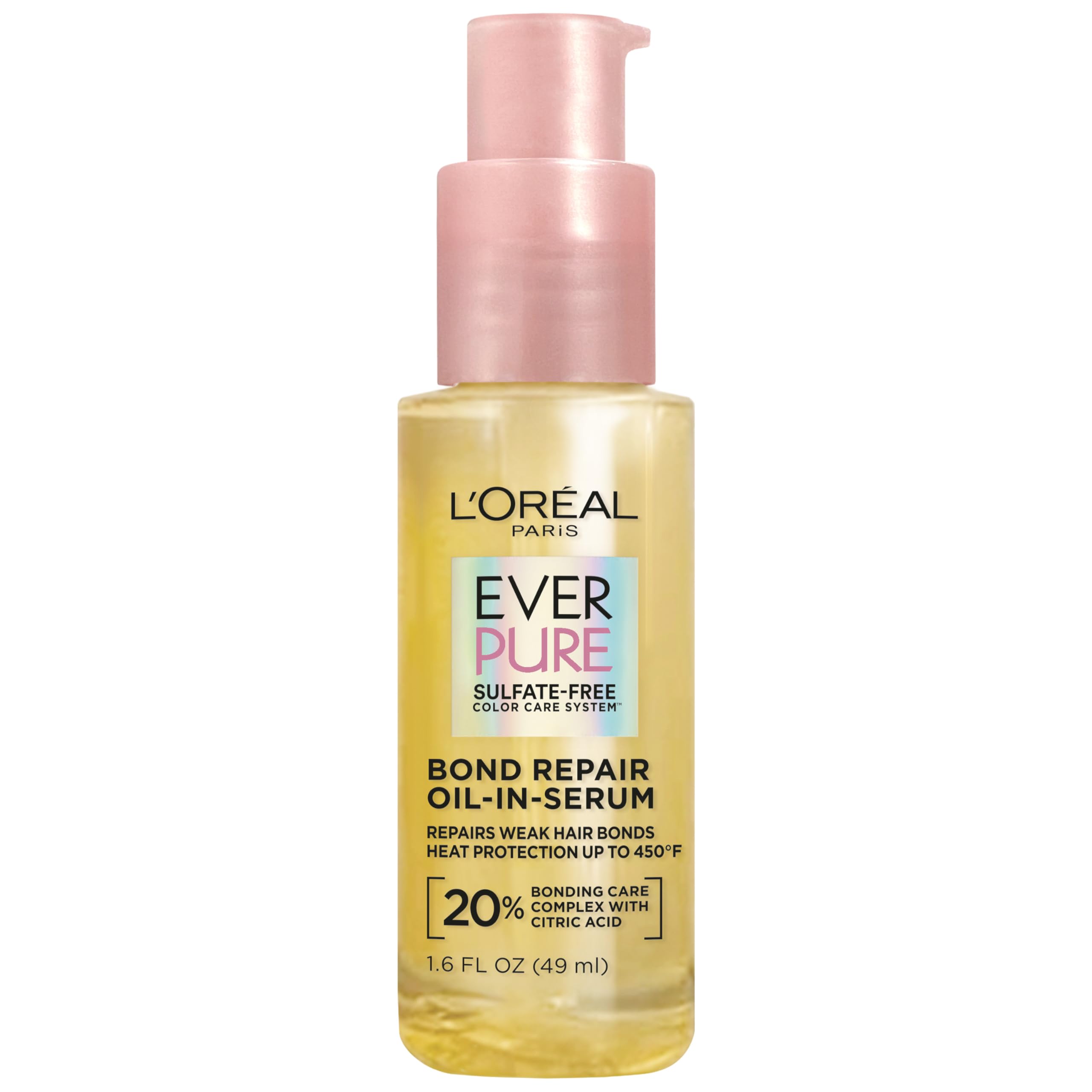 L'Oreal Paris Bond Repair Oil-in-Serum for Damaged, Color Treated Hair, Heat Protectant, Strengthens Weak Bonds, Intense Shine and Frizz Control, EverPure, 1.6 Fl Oz