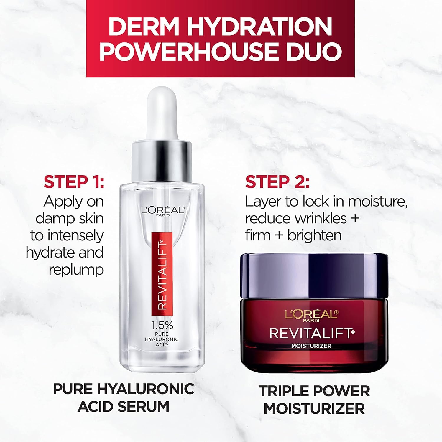 643-l-oreal-paris-revitalift-1.5-pure-hyaluronic-acid-face-serum-triple-power-anti-aging-face-moisturizer-1-kit-3.jpg L'Oreal Paris Revitalift 1.5% Pure Hyaluronic Acid Face Serum + Triple Power Anti-Aging Face Moisturizer, 1 kit