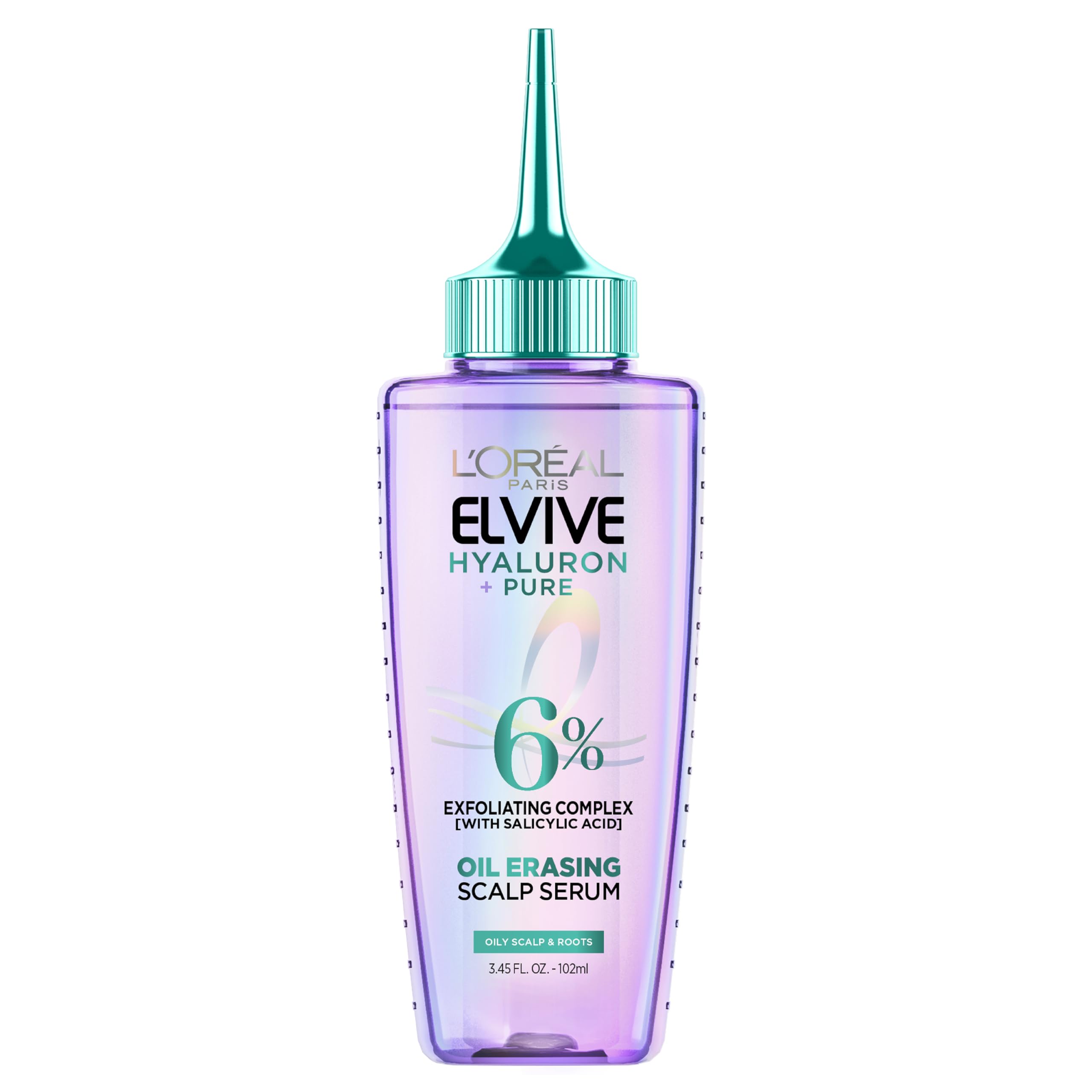 L'Oreal Paris Elvive Hyaluron + Pure Oil Erasing Scalp Serum with Salicylic Acid For Oily Hair, 3.45 Fl Oz